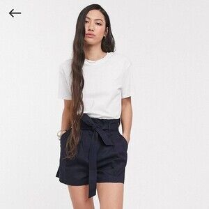 ASOS design linen shorts with paperbag waist and belt